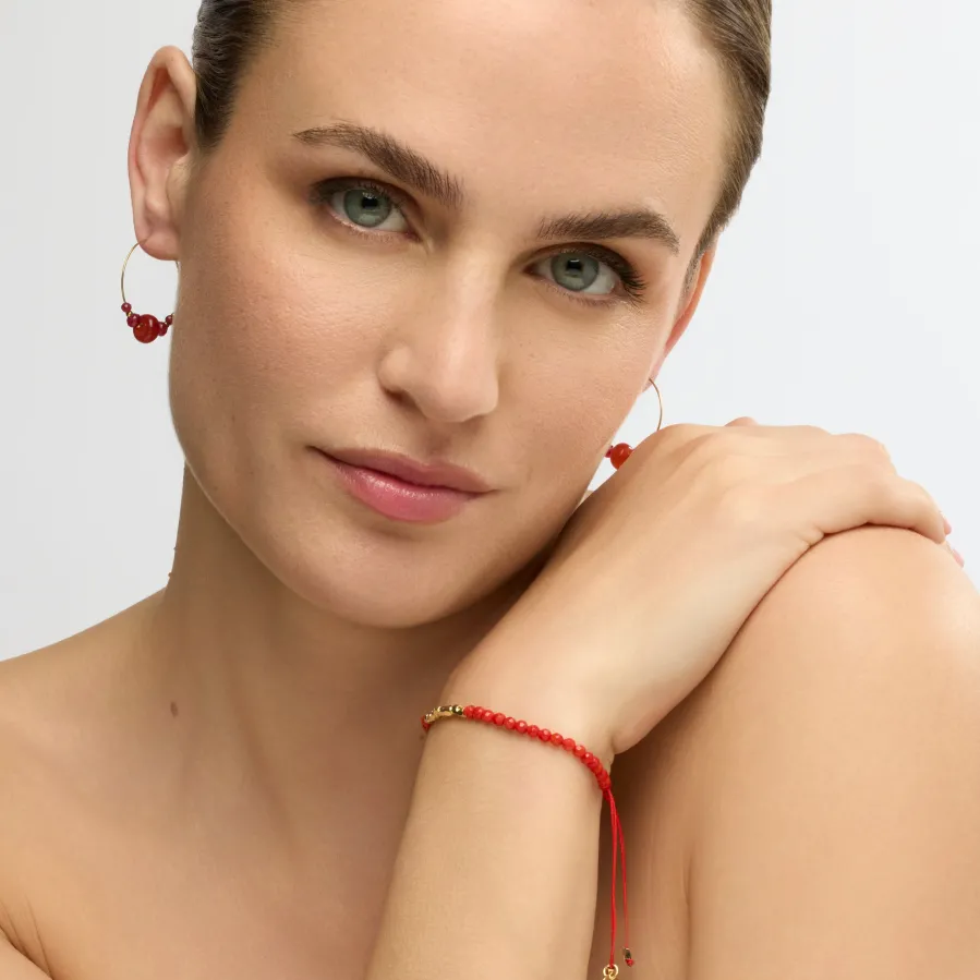 Pulsera acabado oro amarillo de 18k y Coral - Likah