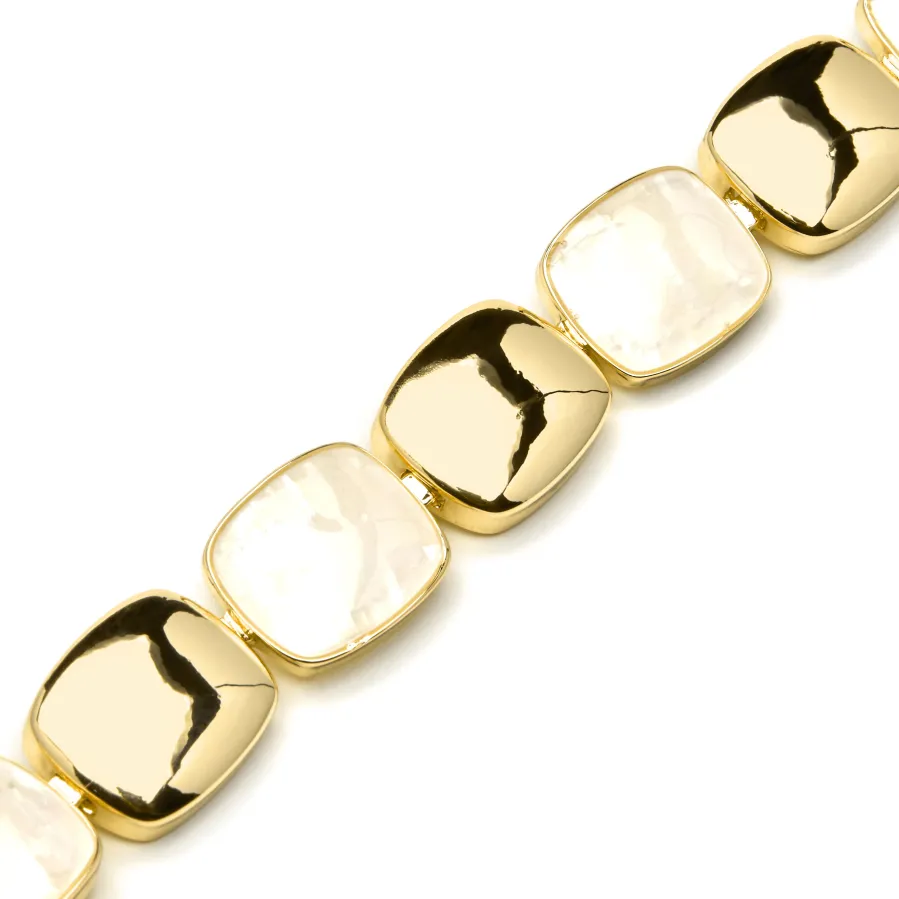 Pulsera acabado oro amarillo de 18k y Madreperla Blanca - Lingo