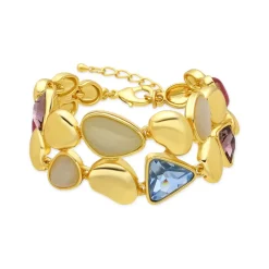 Pulsera acabado oro amarillo de 18k y Cristal Multicolor - Naxmo