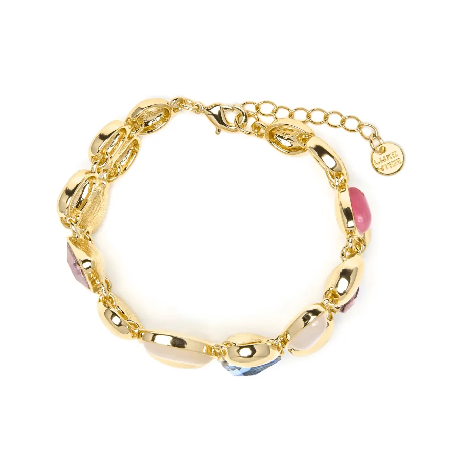 Pulsera acabado oro amarillo de 18k y Cristal Multicolor - Naxmo