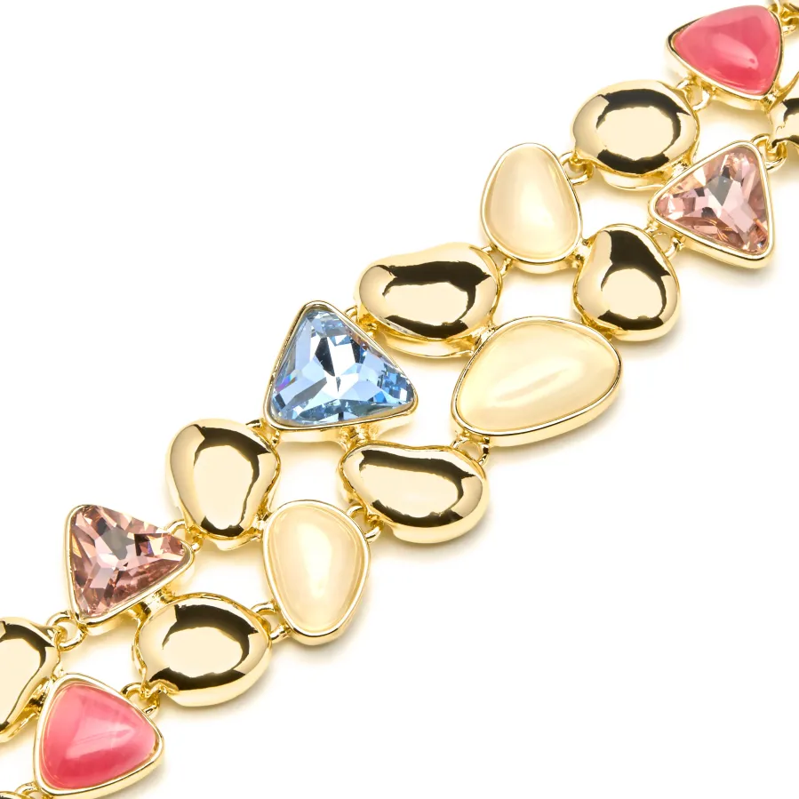 Pulsera acabado oro amarillo de 18k y Cristal Multicolor - Naxmo