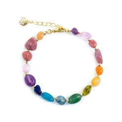 Pulsera acabado oro amarillo de 18k y Multicolor Piedra Natural - Terma
