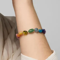 Pulsera acabado oro amarillo de 18k y Multicolor Piedra Natural - Terma