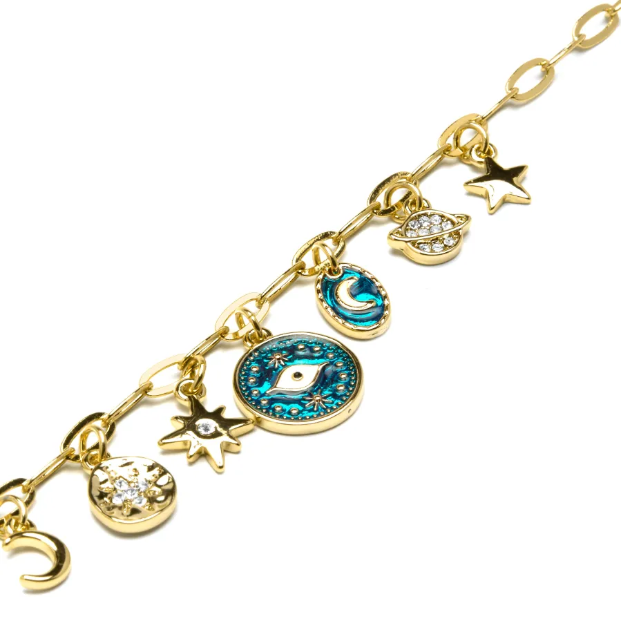 Pulsera acabado oro amarillo de 18k y Resina Azul - Wiwik