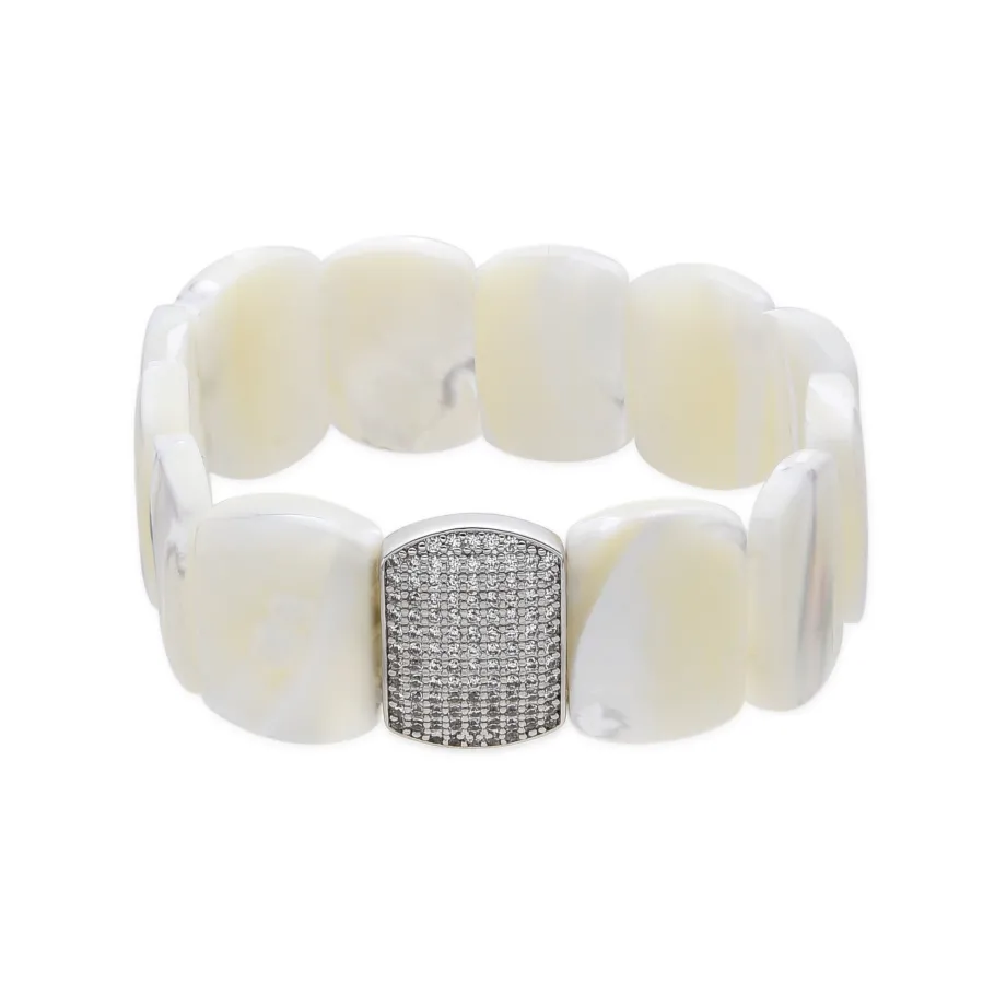 Pulsera acabado plata y Madreperla Blanca - Nawar