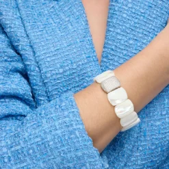 Pulsera acabado plata y Madreperla Blanca - Nawar