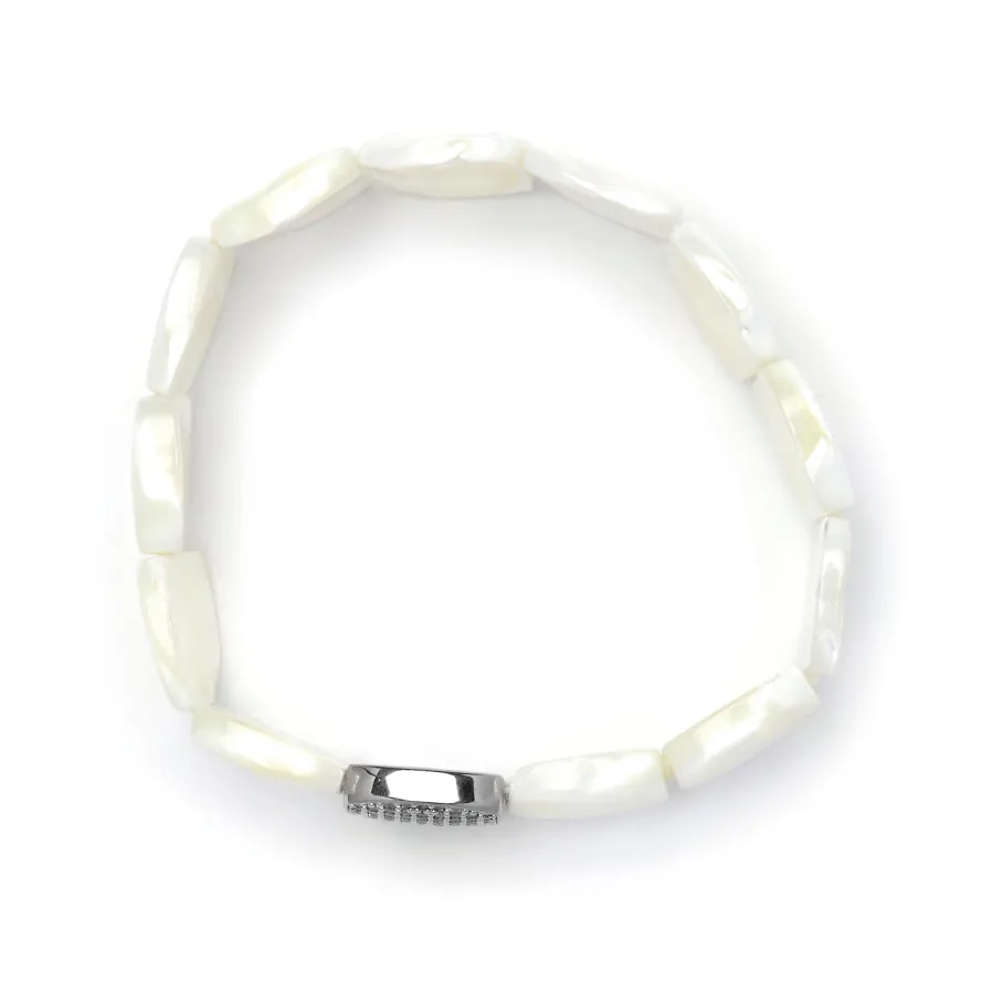 Pulsera acabado plata y Madreperla Blanca - Nawar