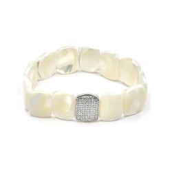 Pulsera acabado plata y Madreperla Blanca - Nawar