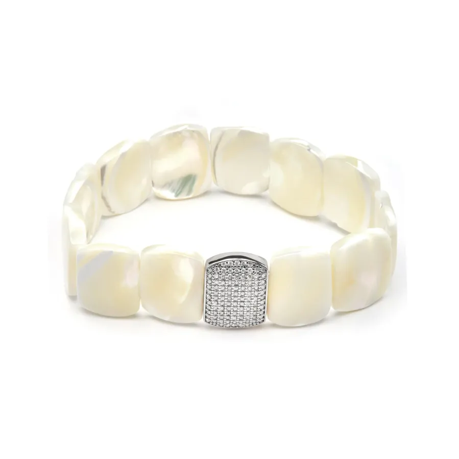 Pulsera acabado plata y Madreperla Blanca - Nawar