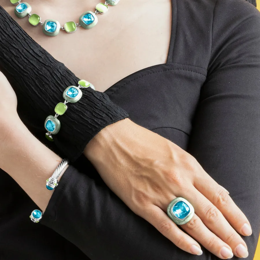 Pulsera con Cristal Azul acabado plata - Drogolo