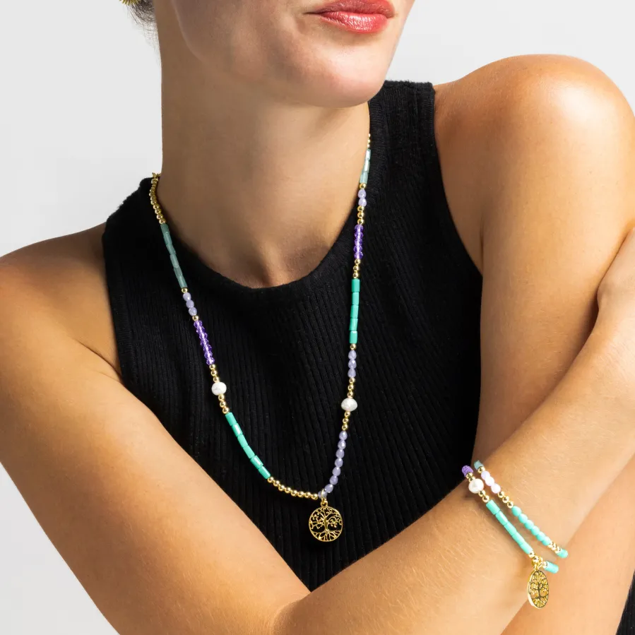 Pulsera con Cristal Azul acabado oro 18k - Zorsi