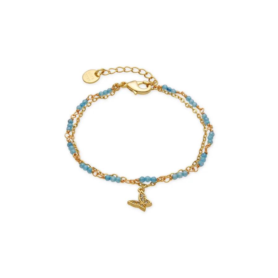 Pulsera con Cristal Azul acabado oro 18k - Zinli