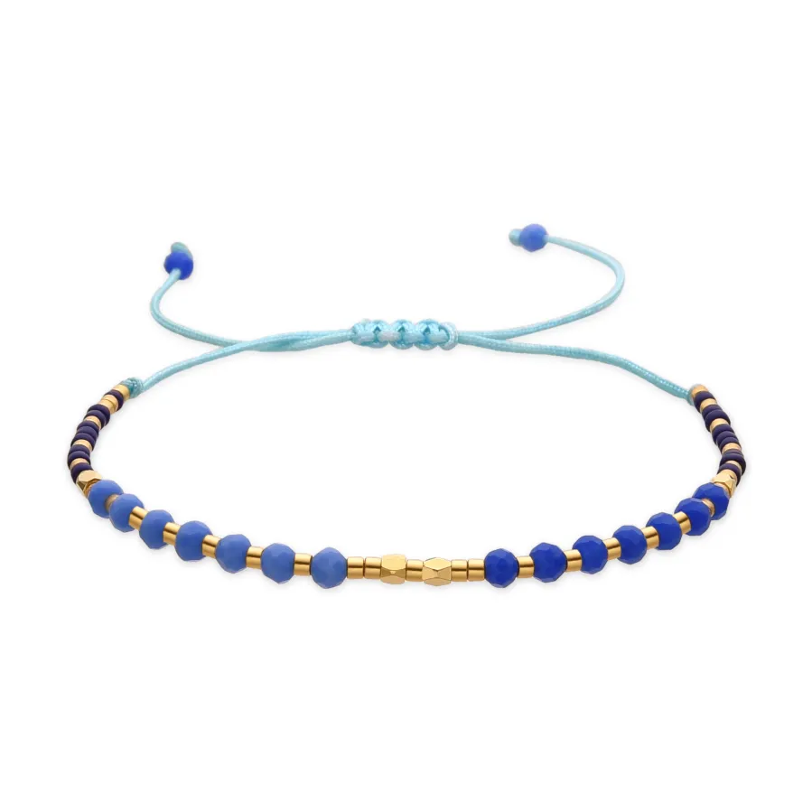 Pulsera con Cristal Azul acabado oro 18k - Anlako