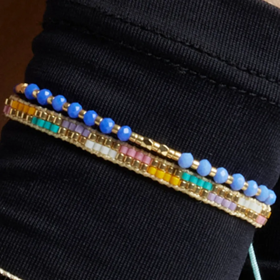 Pulsera con Cristal Azul acabado oro 18k - Anlako