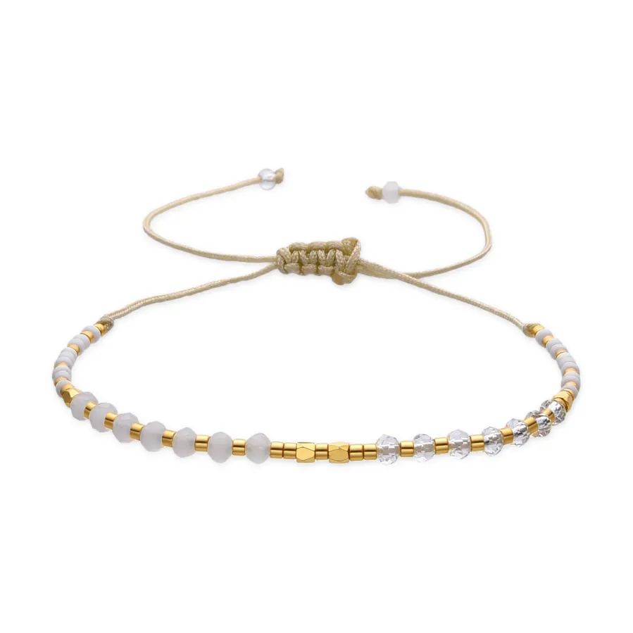 Pulsera con Cristal Negro acabado oro 18k - Anlako