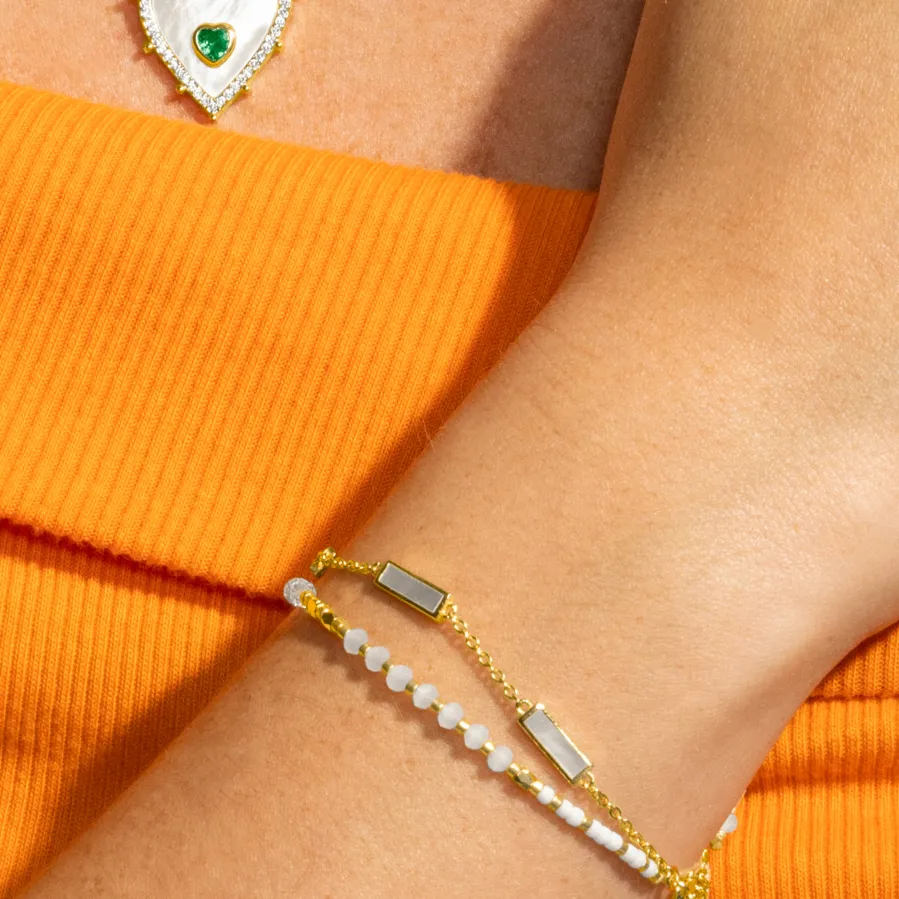 Pulsera con Cristal Negro acabado oro 18k - Anlako