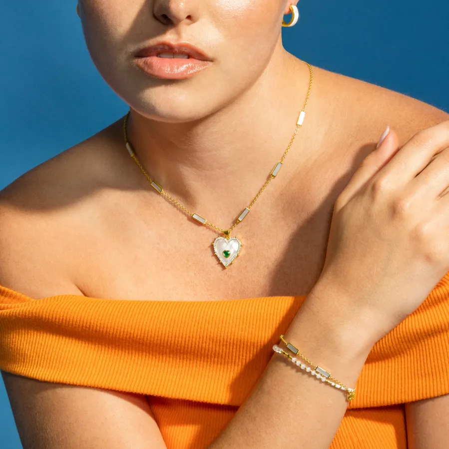 Pulsera con Cristal Negro acabado oro 18k - Anlako