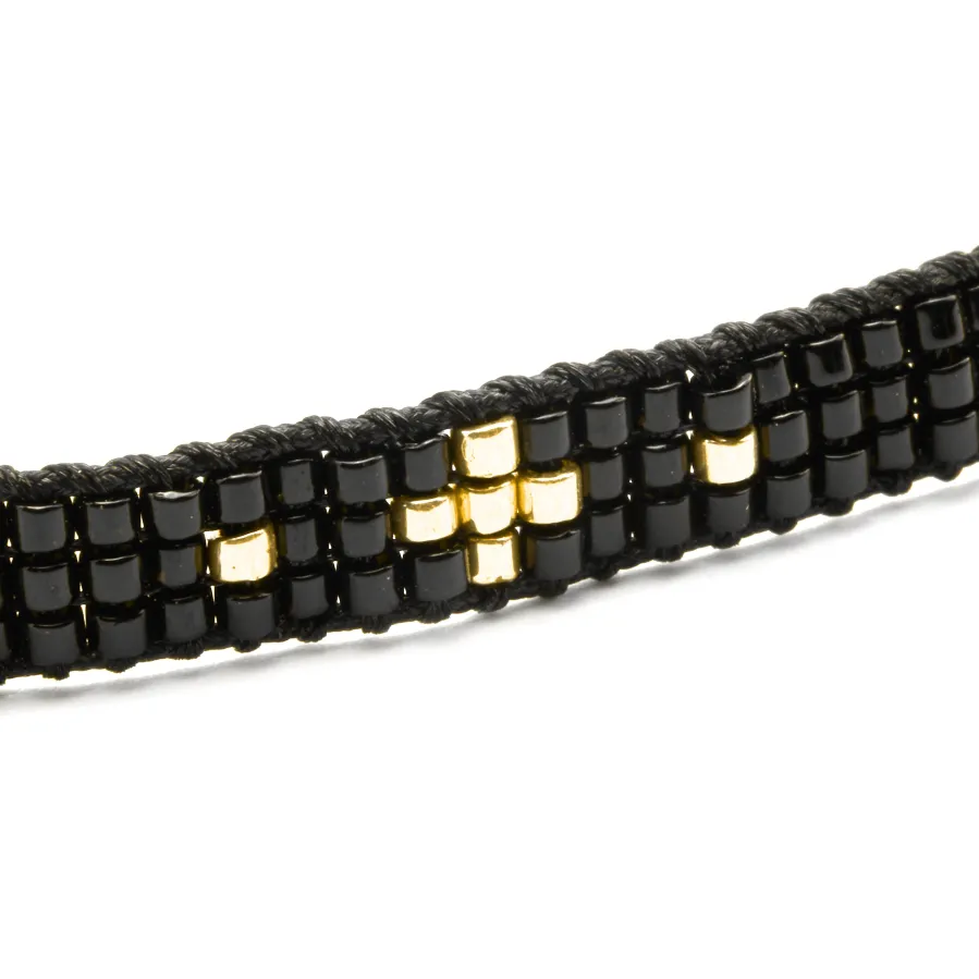 Pulsera con Cristal Negro acabado oro 18k - Sagruk