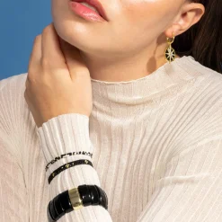 Pulsera con Cristal Negro acabado oro 18k - Sagruk