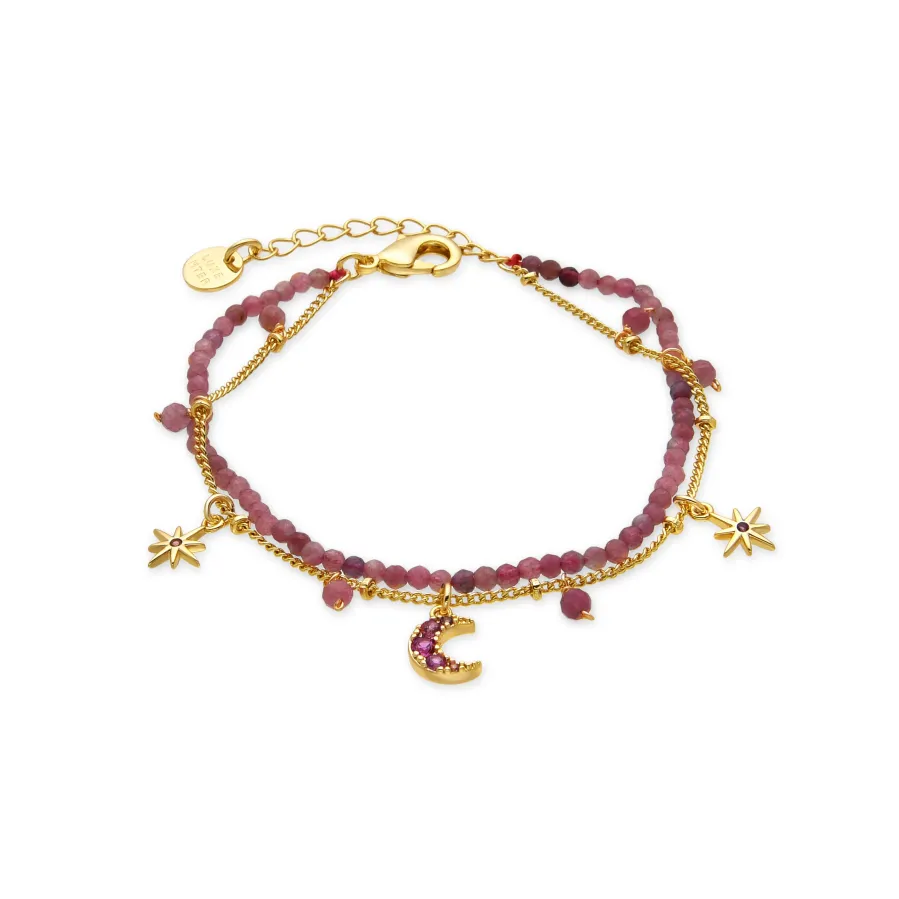 Pulsera con Cristal Rosa acabado oro 18k - Ethal