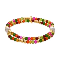 Pulsera con Cristal Rosa acabado oro 18k - Miota
