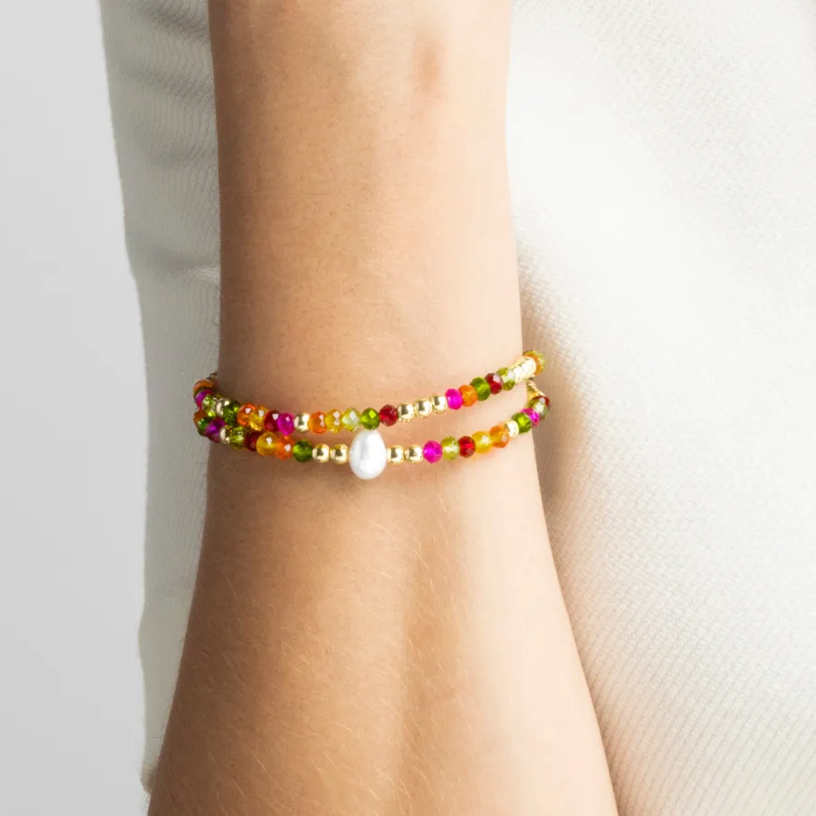 Pulsera con Cristal Rosa acabado oro 18k - Miota