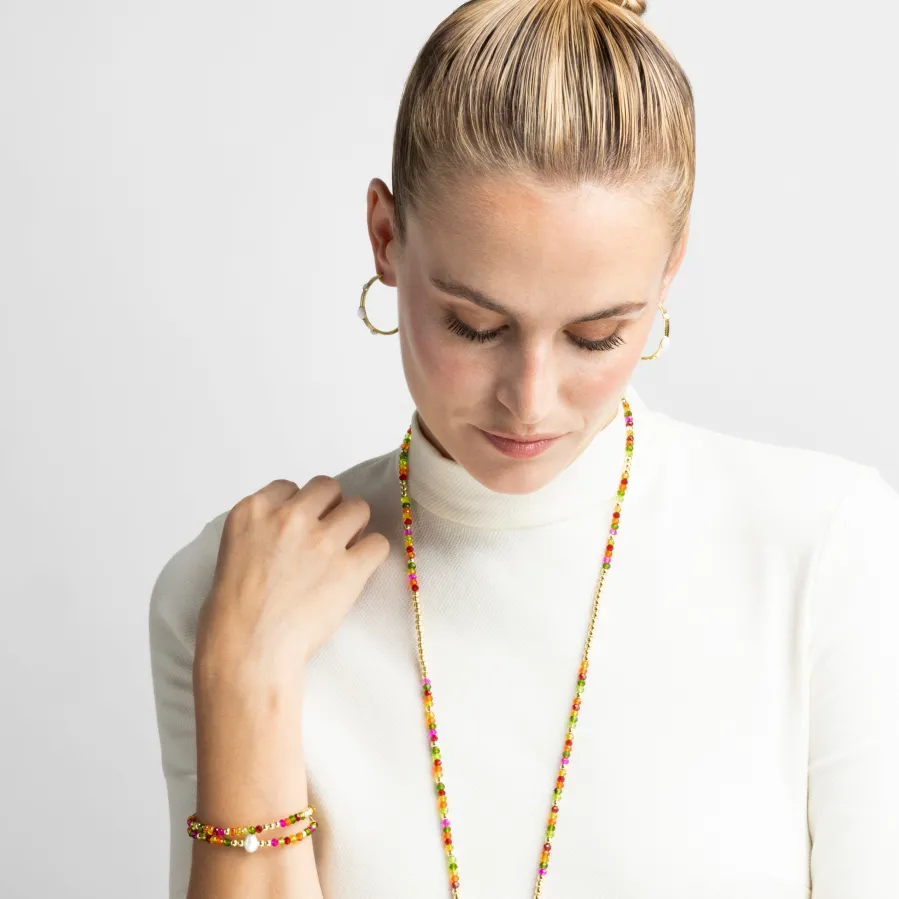 Pulsera con Cristal Rosa acabado oro 18k - Miota