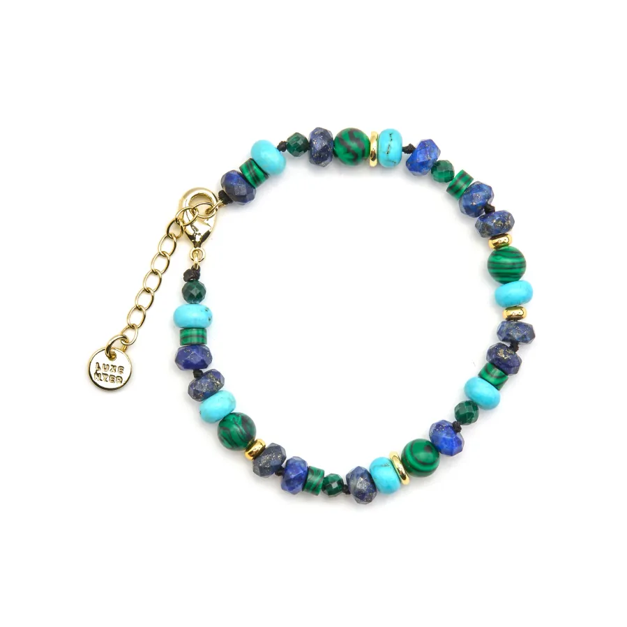 Pulsera con Lapislazuli Natural acabado oro 18k - Arru
