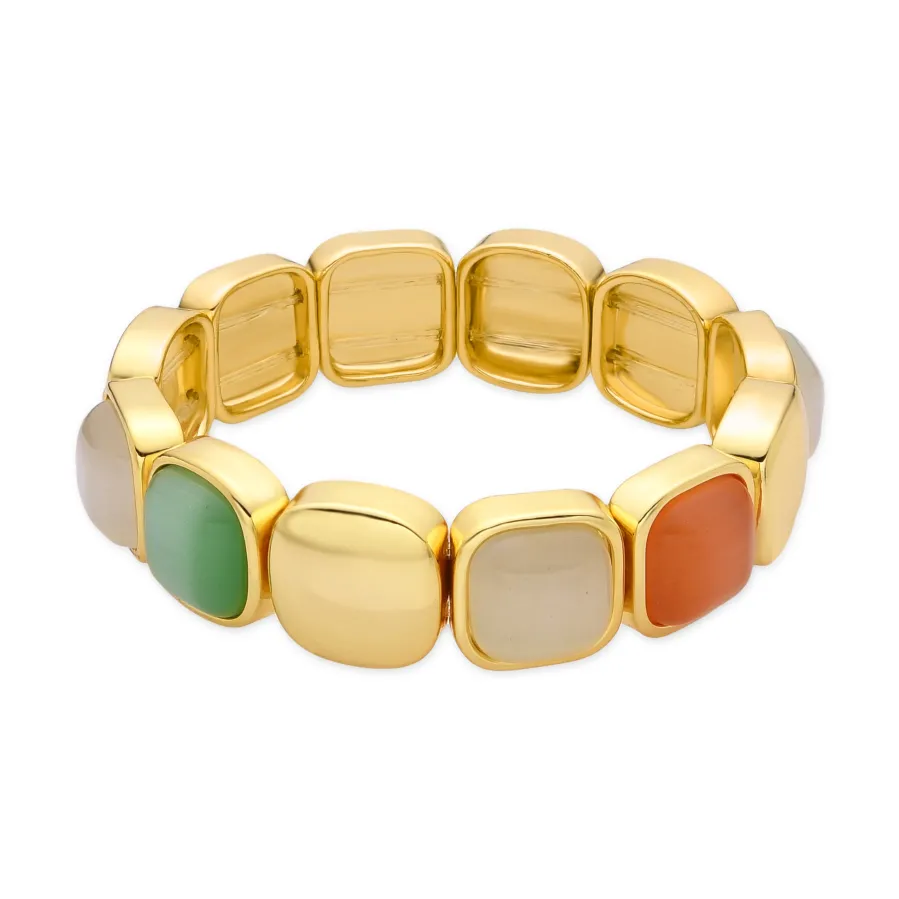 Pulsera con Ojo de Gato Multicolor acabado oro 18k - Jajim