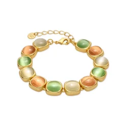 Pulsera con Ojo de Gato Multicolor acabado oro 18k - Shureo