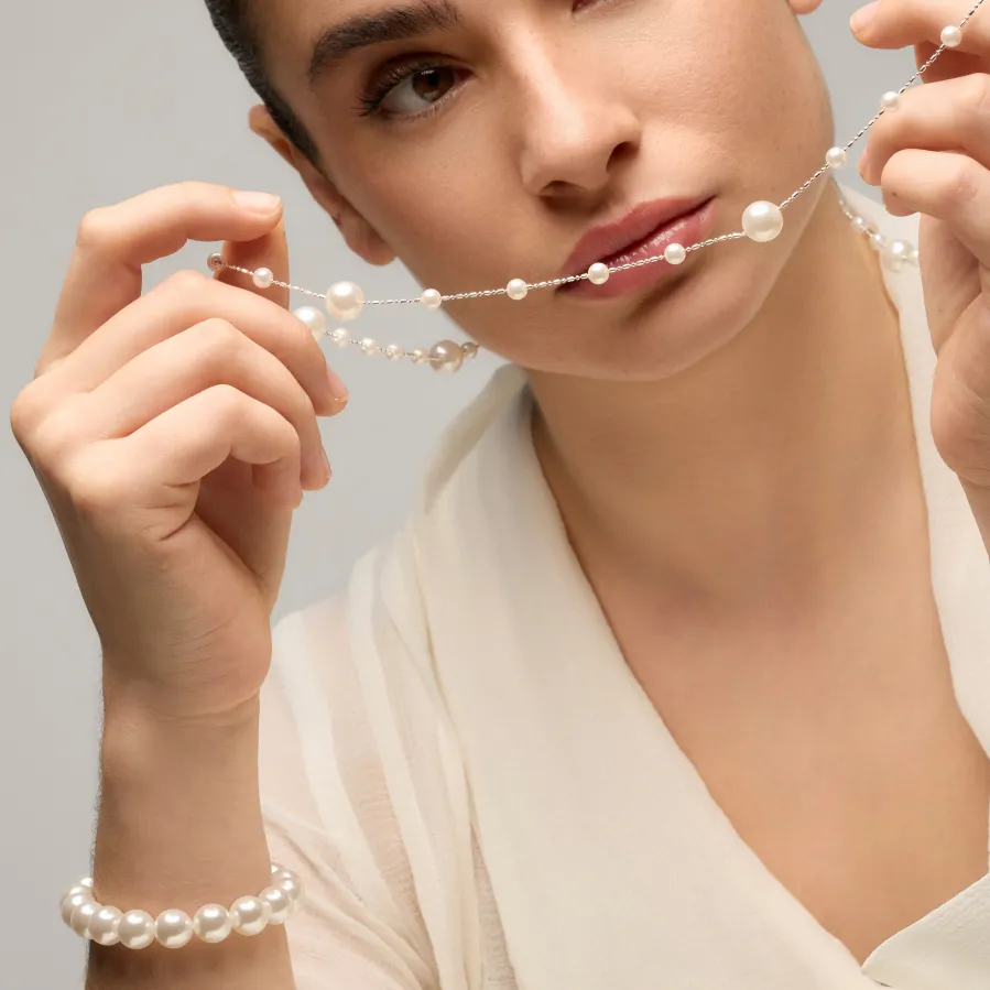 Pulsera con Perla Blanca acabado oro 18k - Anrae