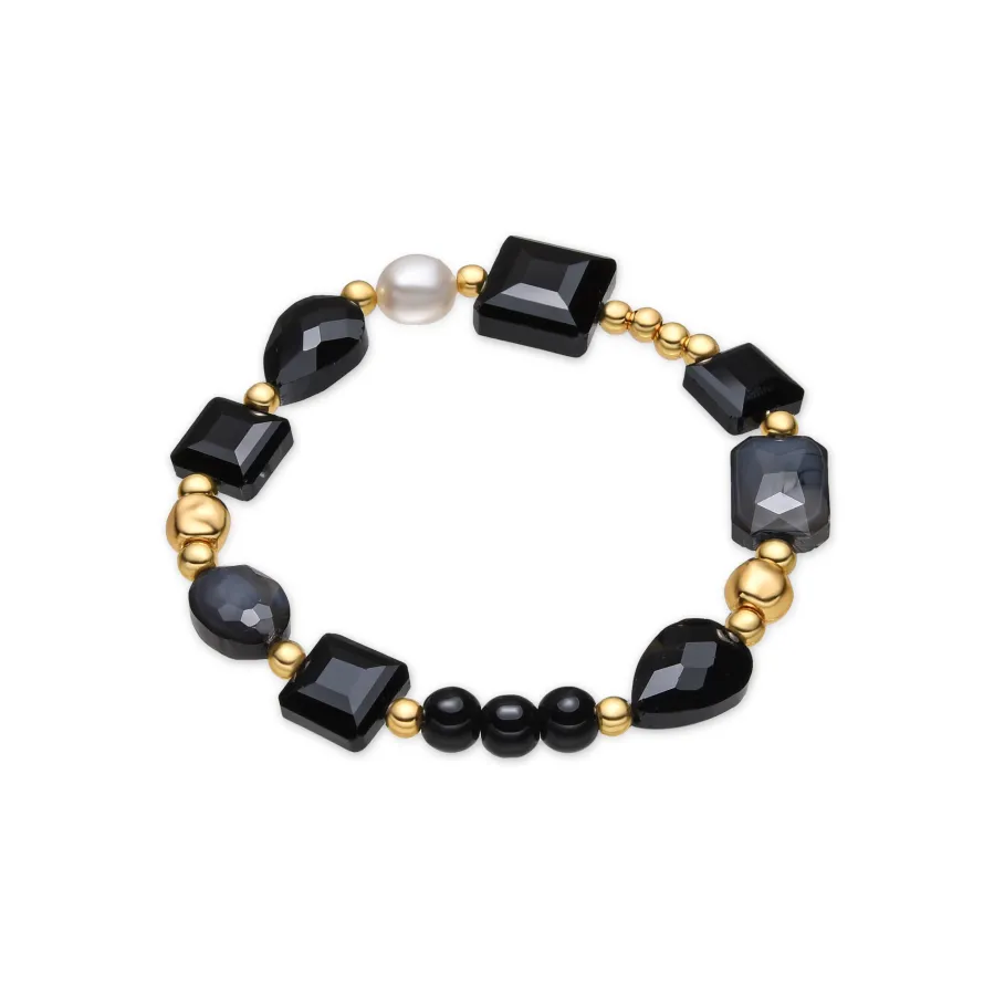 Pulsera con Resina Negra acabado oro 18k - Nyste