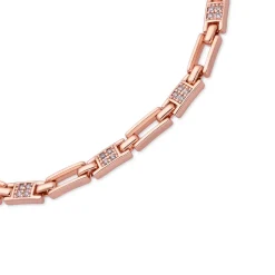 Pulsera de Circonita Brillante acabado en oro rosa de 18k - Mona