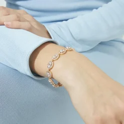 Pulsera de Circonita Brillante acabado en oro rosa de 18k - Zarane