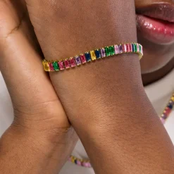 Pulsera de Circonita Multicolor acabada en oro amarillo 18K - Gorys
