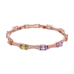 Pulsera de Circonita Multicolor acabado en oro rosa de 18k - Isbil