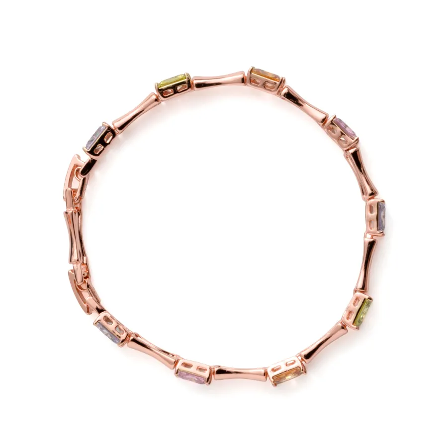 Pulsera de Circonita Multicolor acabado en oro rosa de 18k - Isbil