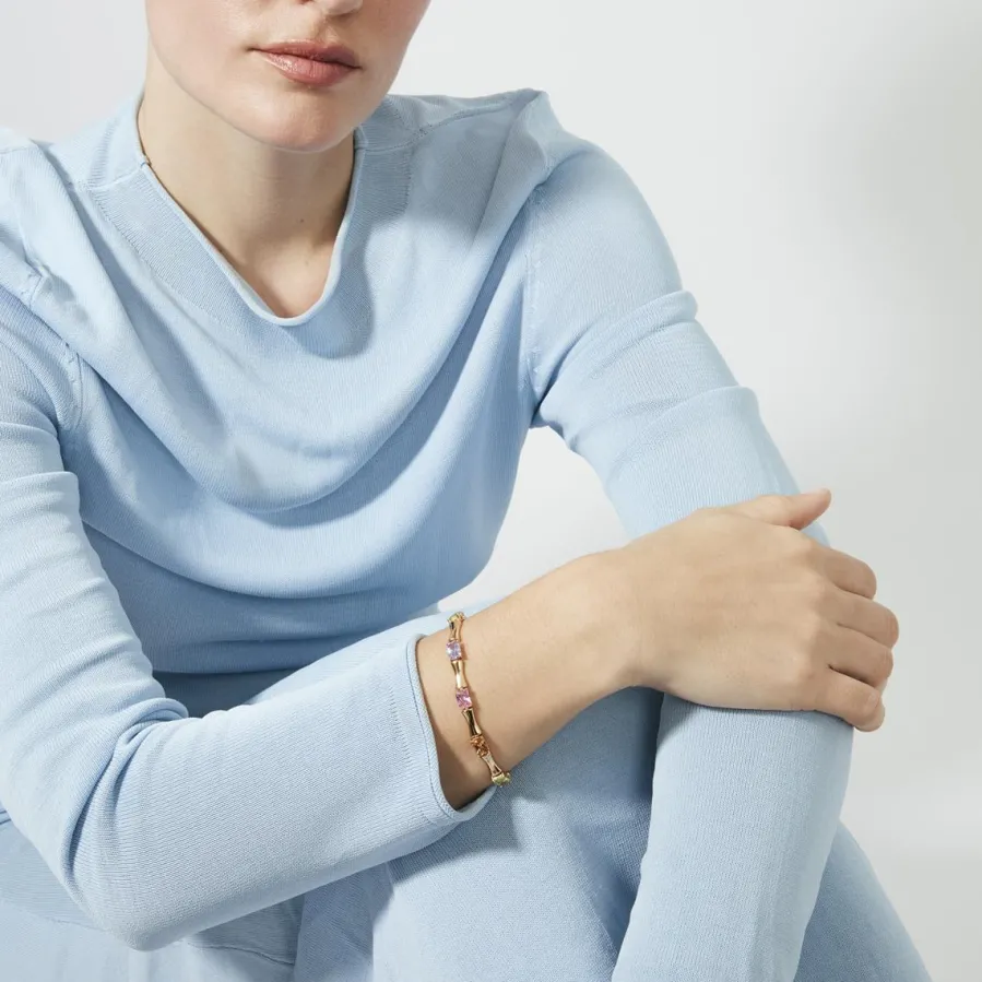 Pulsera de Circonita Multicolor acabado en oro rosa de 18k - Isbil