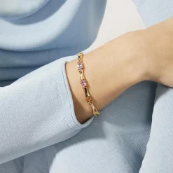 Pulsera de Circonita Multicolor acabado en oro rosa de 18k - Isbil