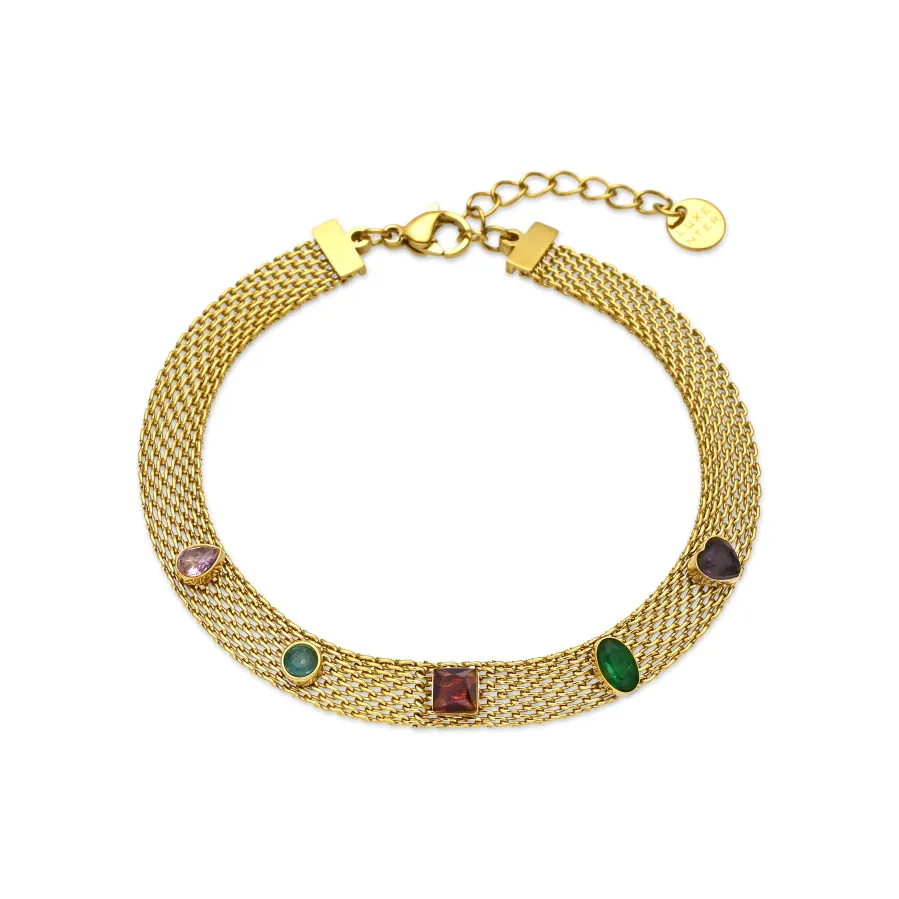 Pulsera de Circonita Multicolor acabado en oro amarillo 18k - Vaine