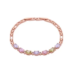 Pulsera de Circonita Multicolor acabado en oro rosa de 18k - Aimus