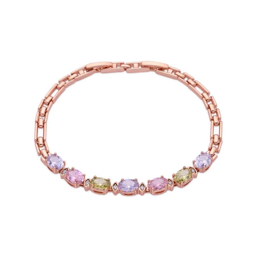 Pulsera de Circonita Multicolor acabado en oro rosa de 18k - Aimus