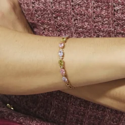 Pulsera de Circonita Multicolor acabado en oro rosa de 18k - Aimus