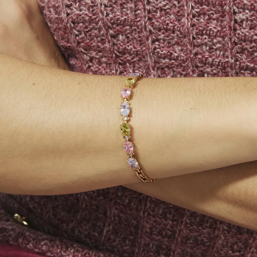 Pulsera de Circonita Multicolor acabado en oro rosa de 18k - Aimus