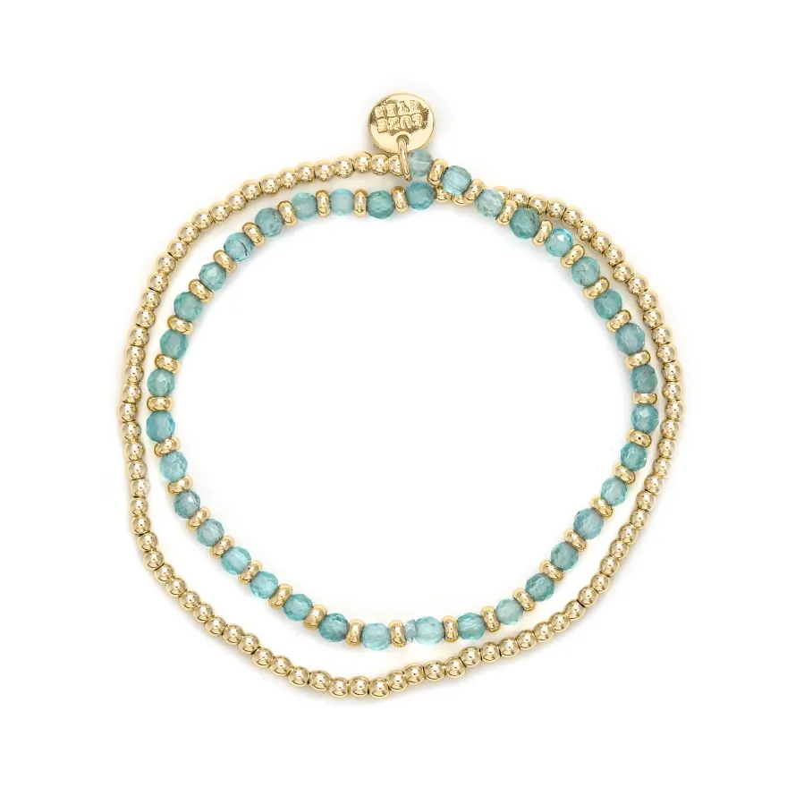 Pulsera de Cristal Azul acabada en oro amarillo 18K - Zira