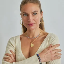 Pulsera de Cristal Azul Oscuro acabada en oro amarillo 18K - Aiel