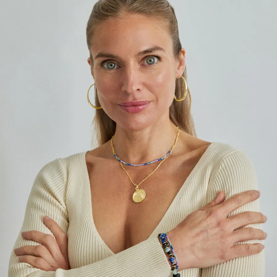 Pulsera de Cristal Azul Oscuro acabada en oro amarillo 18K - Aiel