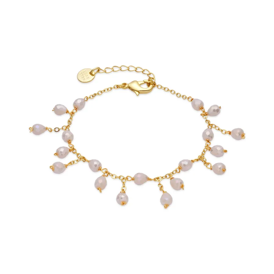 Pulsera de Cristal Blanco acabado en oro amarillo 18k - Fyre