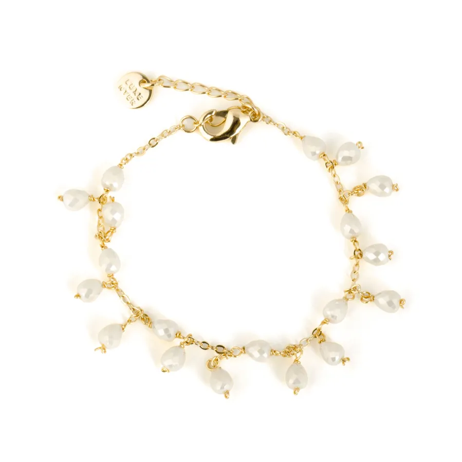Pulsera de Cristal Blanco acabado en oro amarillo 18k - Fyre