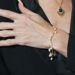 Pulsera de Cristal Blanco acabado en oro amarillo 18k - Fyre